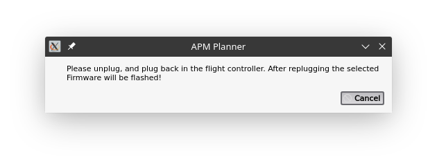 APM Planner 刷入韌體截圖